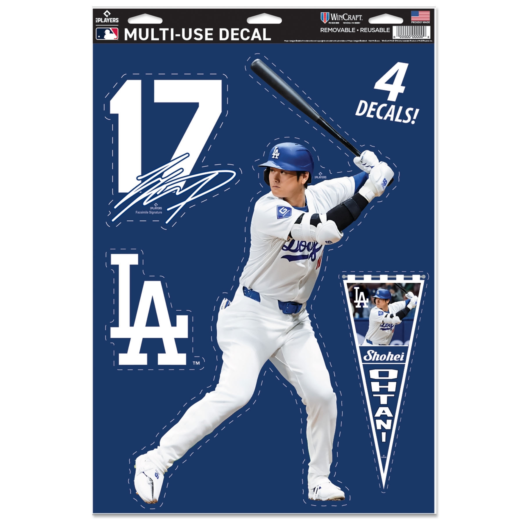 Shohei Ohtani #17 Los Angeles Dodgers Player MLB Decals Set (4 Pcs.)