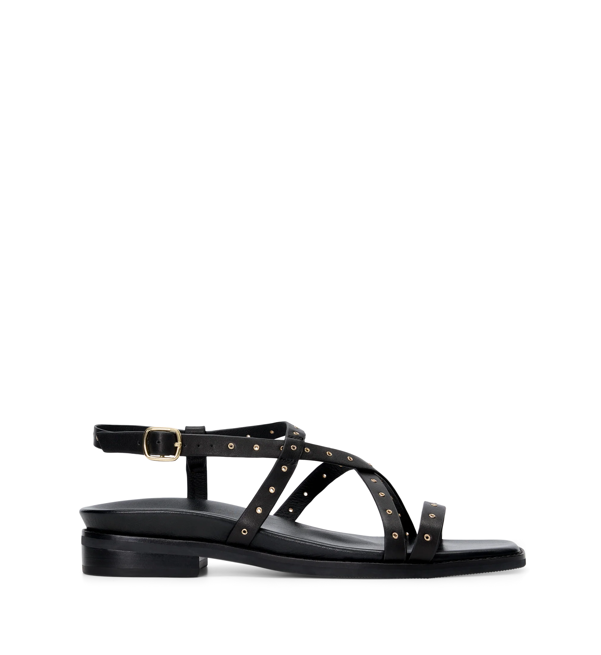 Wrentit Black Leather & Hardware Sandals | Bared Footwear