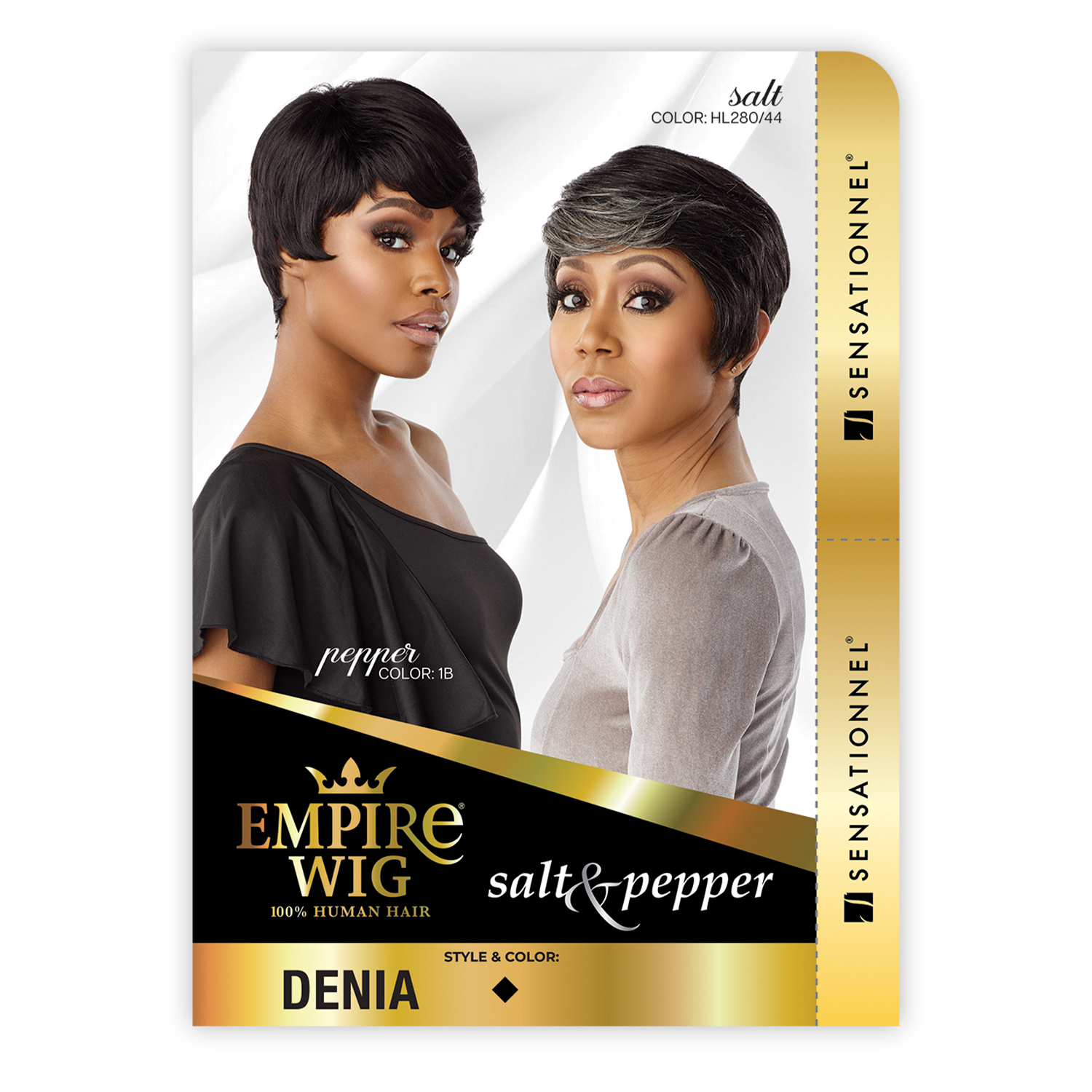 Sensationnel Human Hair Wig Empire Salt N Pepper Denia
