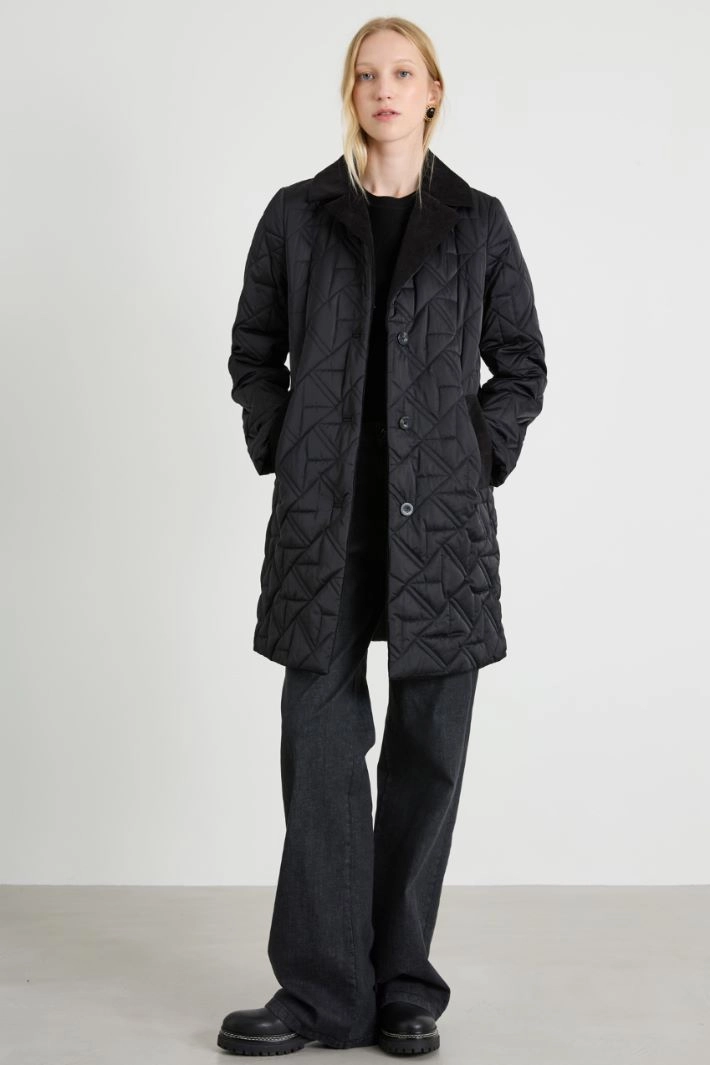 Padded jacket with velvet lapels - BLACK