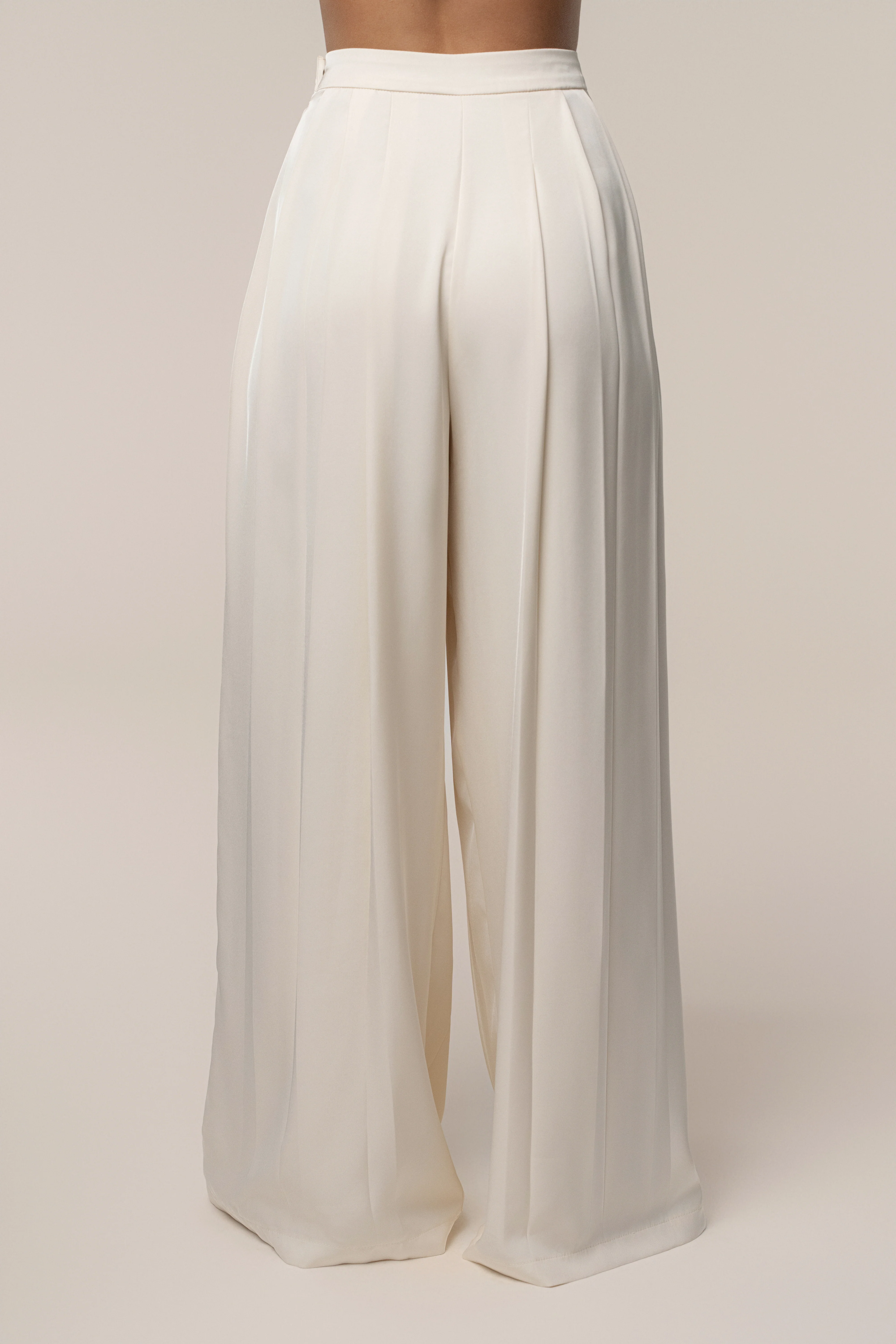 Buttercream Clara Wide Leg Pleated Trousers