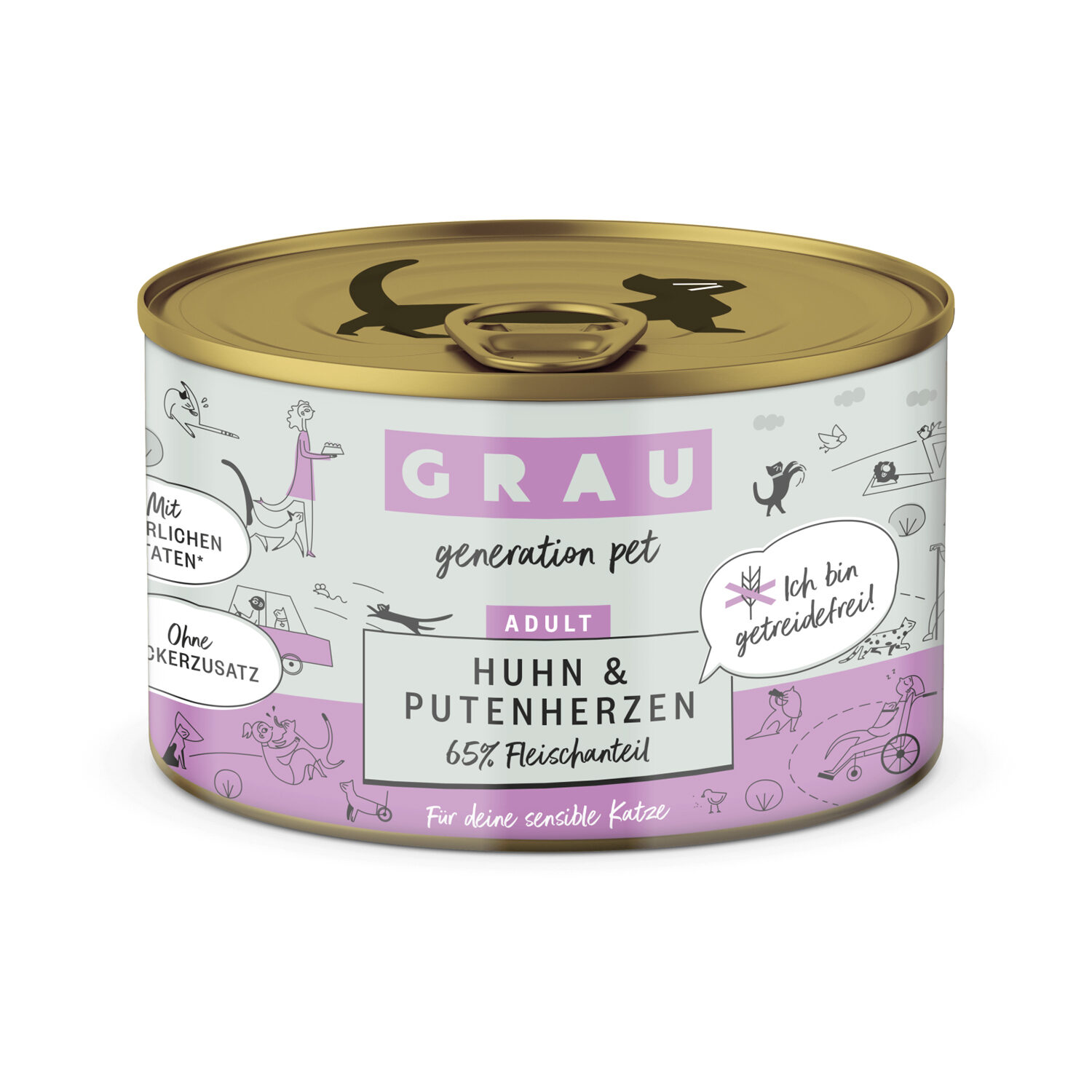 Grau Grain-Free Cat Food Chicken & Turkey Hearts - 6 x 200 g