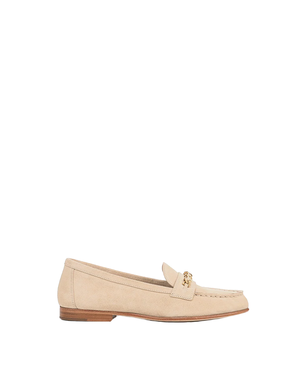 Penny Suede Chain-Link Loafer