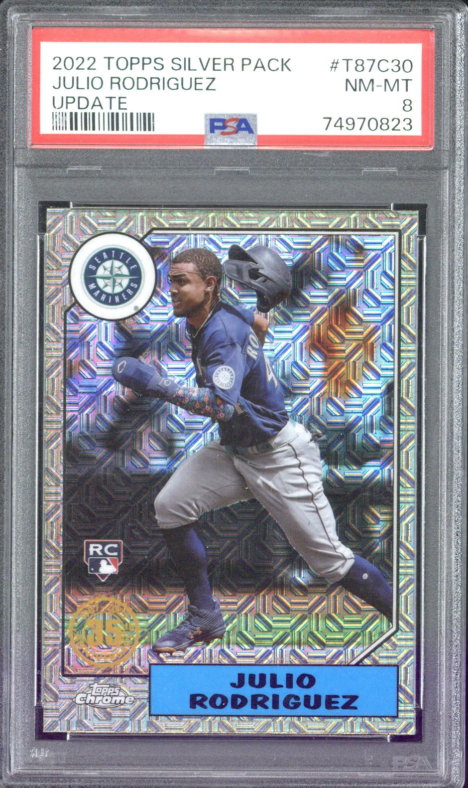 2022 Topps Chrome Silver Pack Julio Rodriguez RC #T87C30 PSA 8