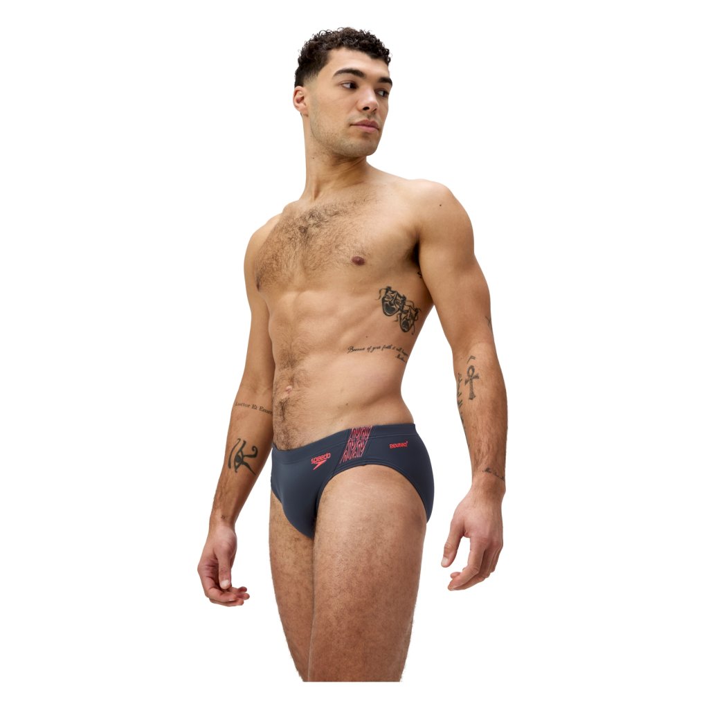 Speedo Hyperboom Splice Brief Men - grey lead/neon coral