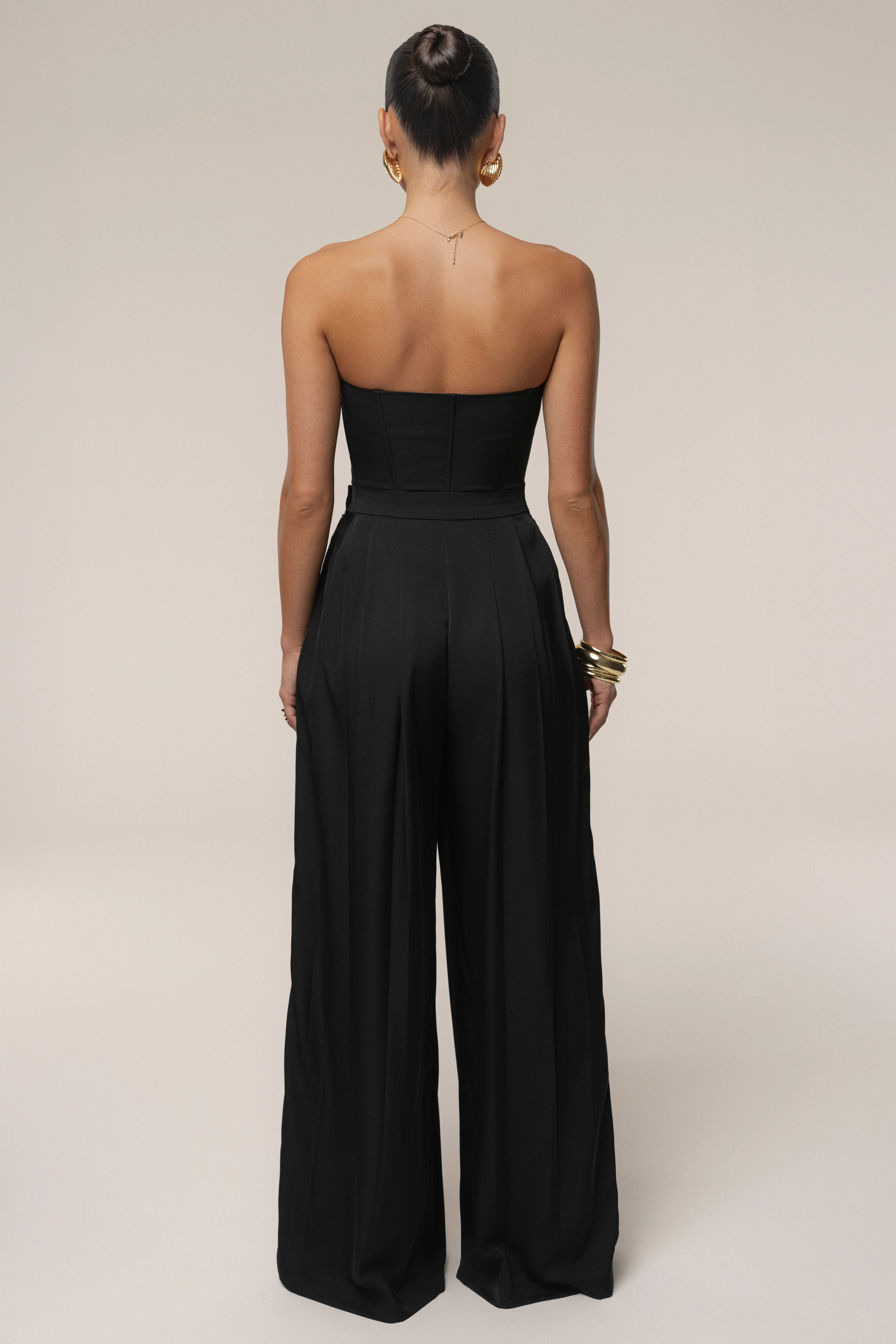 Black Clara Wide Leg Pleated Trousers