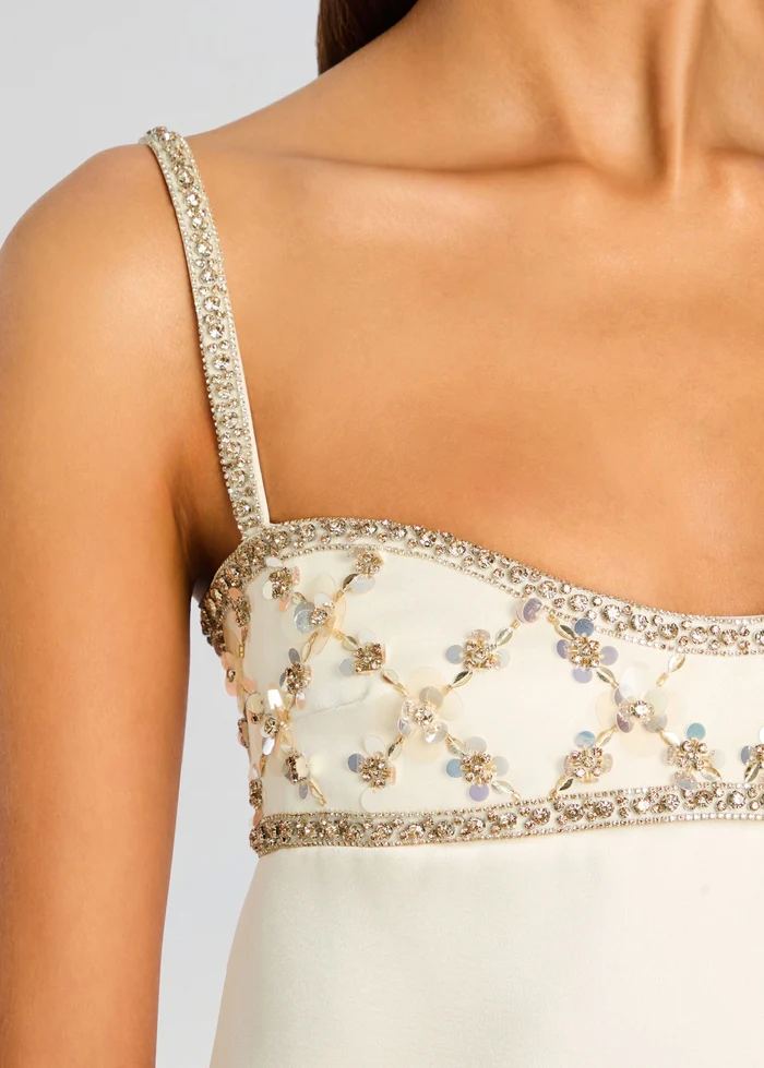 Solere Embellished Mini Dress in White