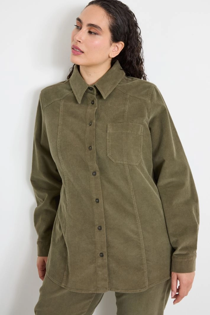 Cotton velvet shirt - KHAKI