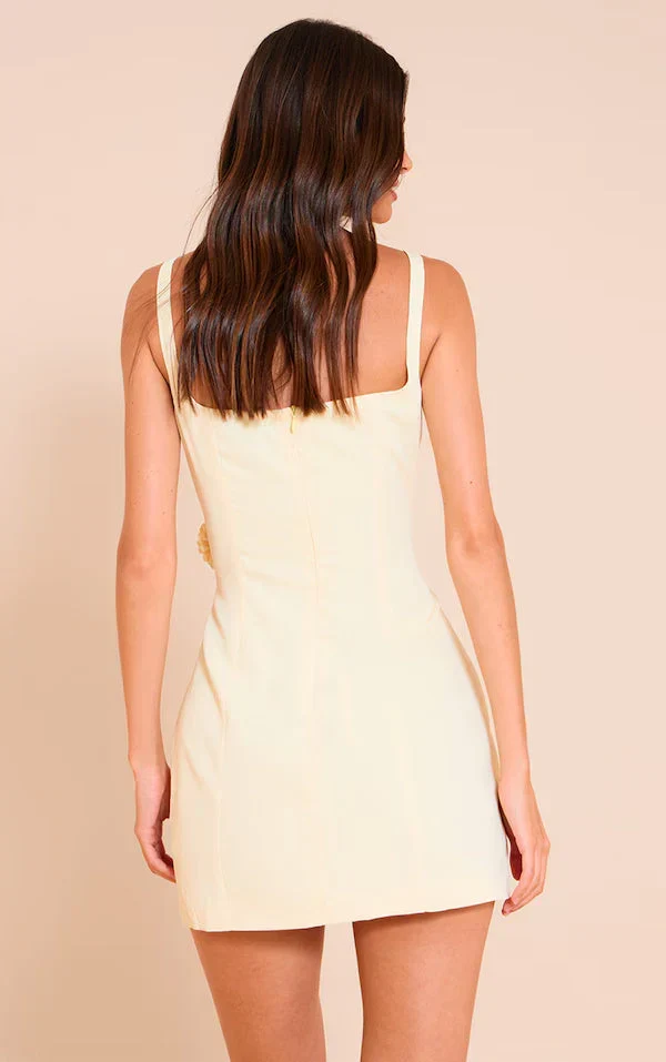 Lemon Floral Detail Shift Dress