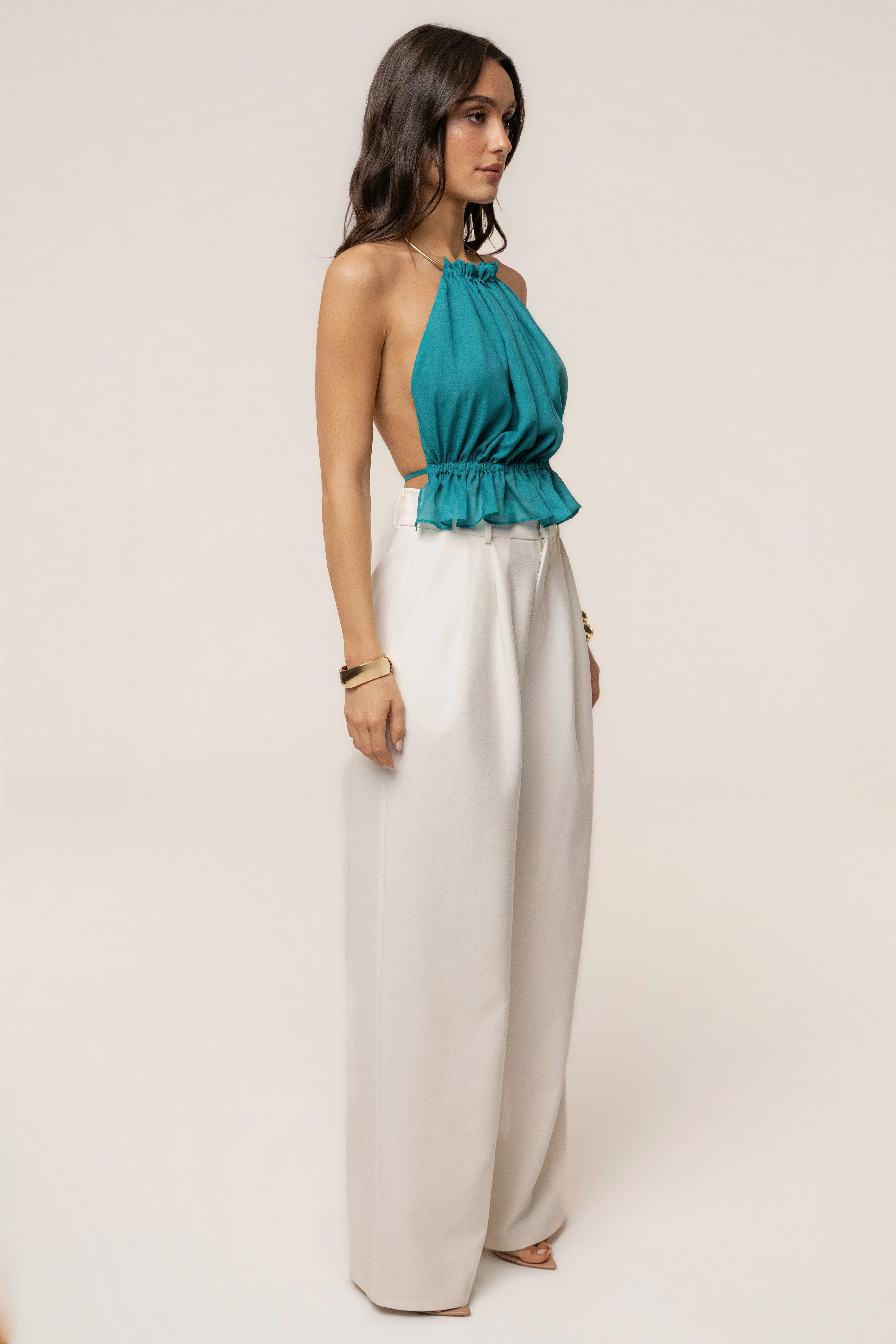 Aqua Moonlit Coast Halter Top