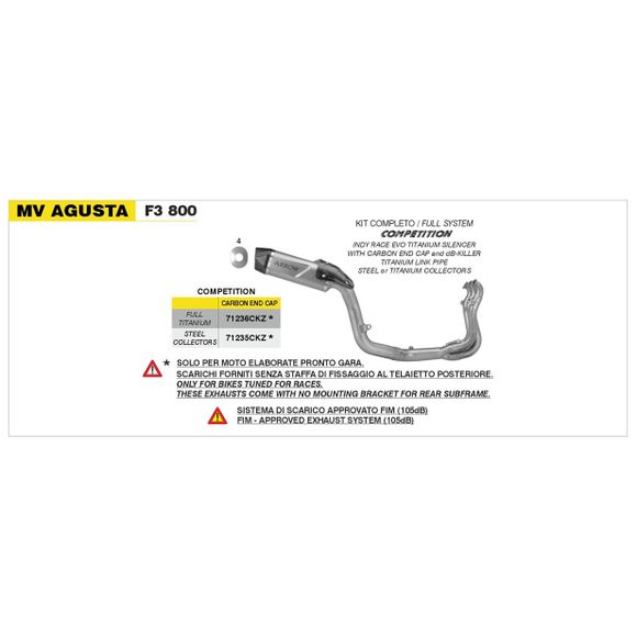 Ligne Complète Arrow Indy Race Titane Racing - Collecteur Titane - GrisRef : AW0867 / 71236CKZ