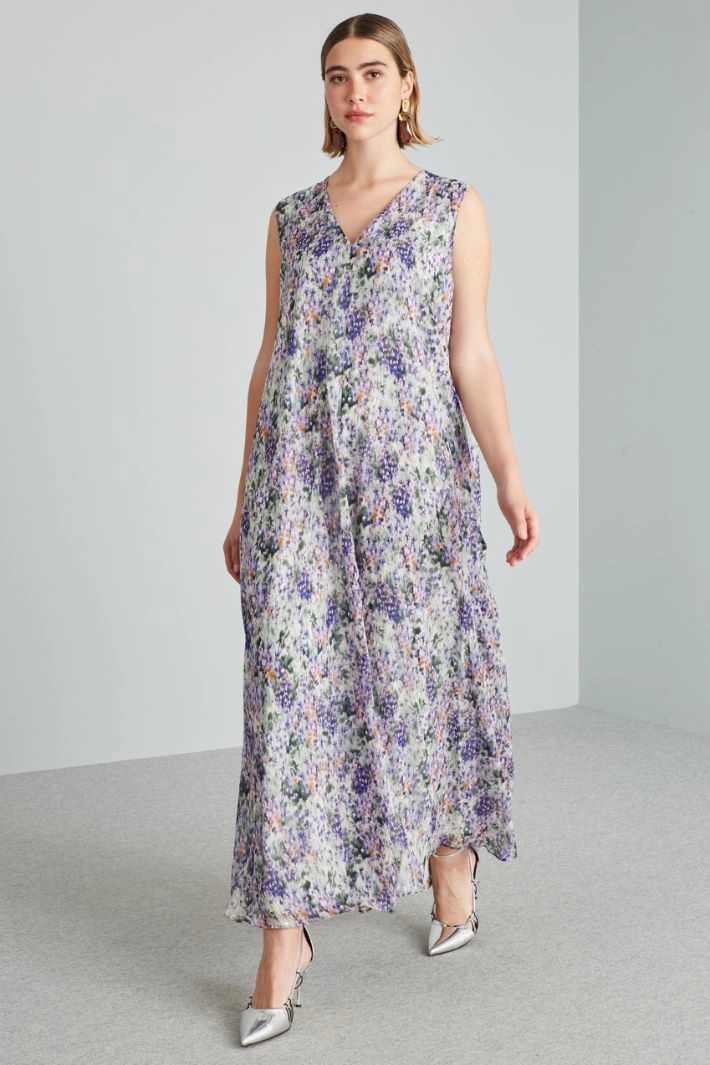 Long silk georgette dress - VIOLET GREEN