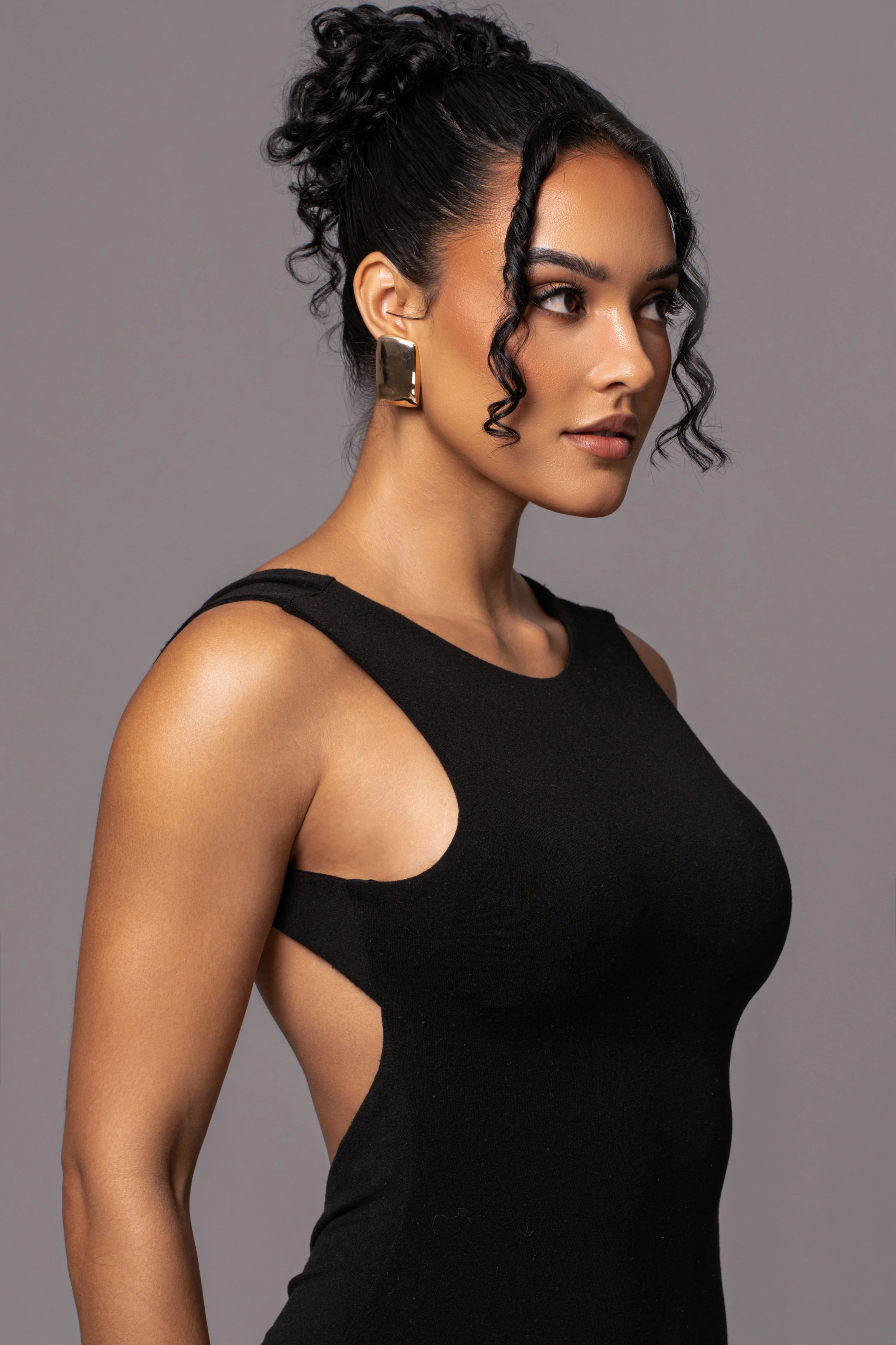 Black JLUXBASIX Front And Center Maxi Dress