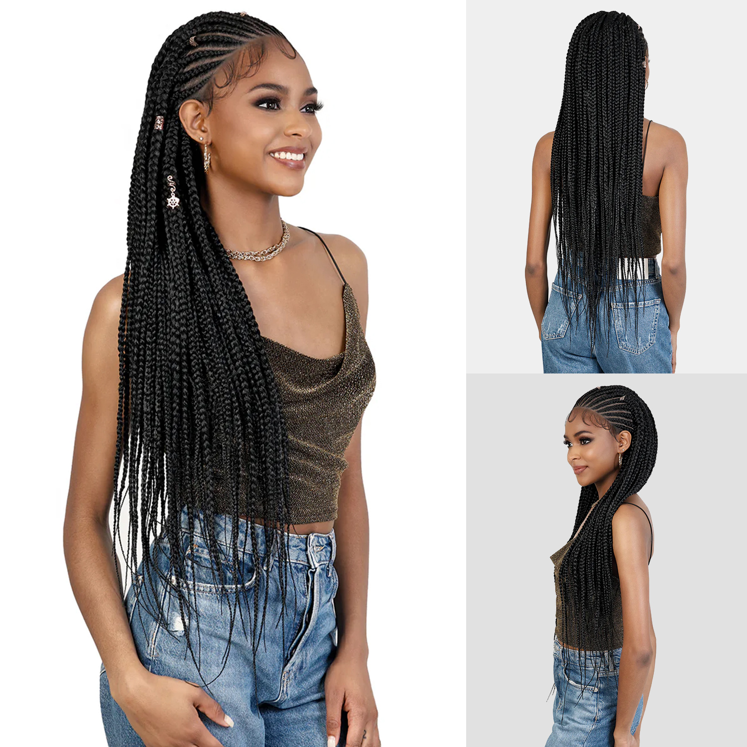 Motown Tress Braided HD Lace Front Wig Glueless Whole Hand-Tied Lace WLB.Quin32