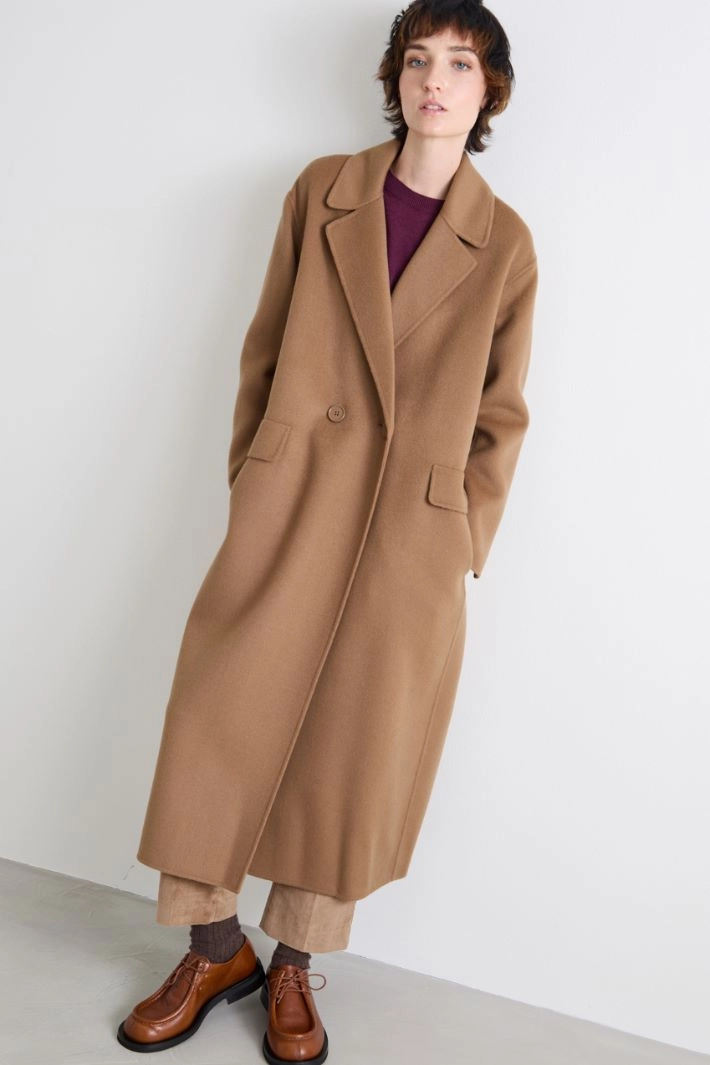 Double-breasted coat - CAMEL