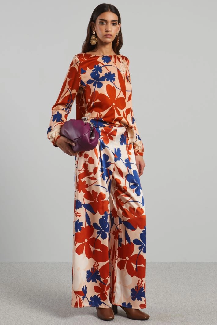 Blouse in viscose satin - COPPER BLUETTE POWDER PINK