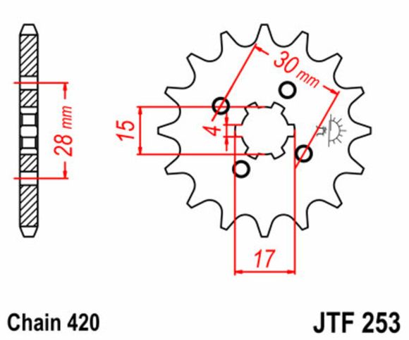 JT. standard steel 253 - 420 countershaft sprocketRef: Jtc01103A / 1077309002