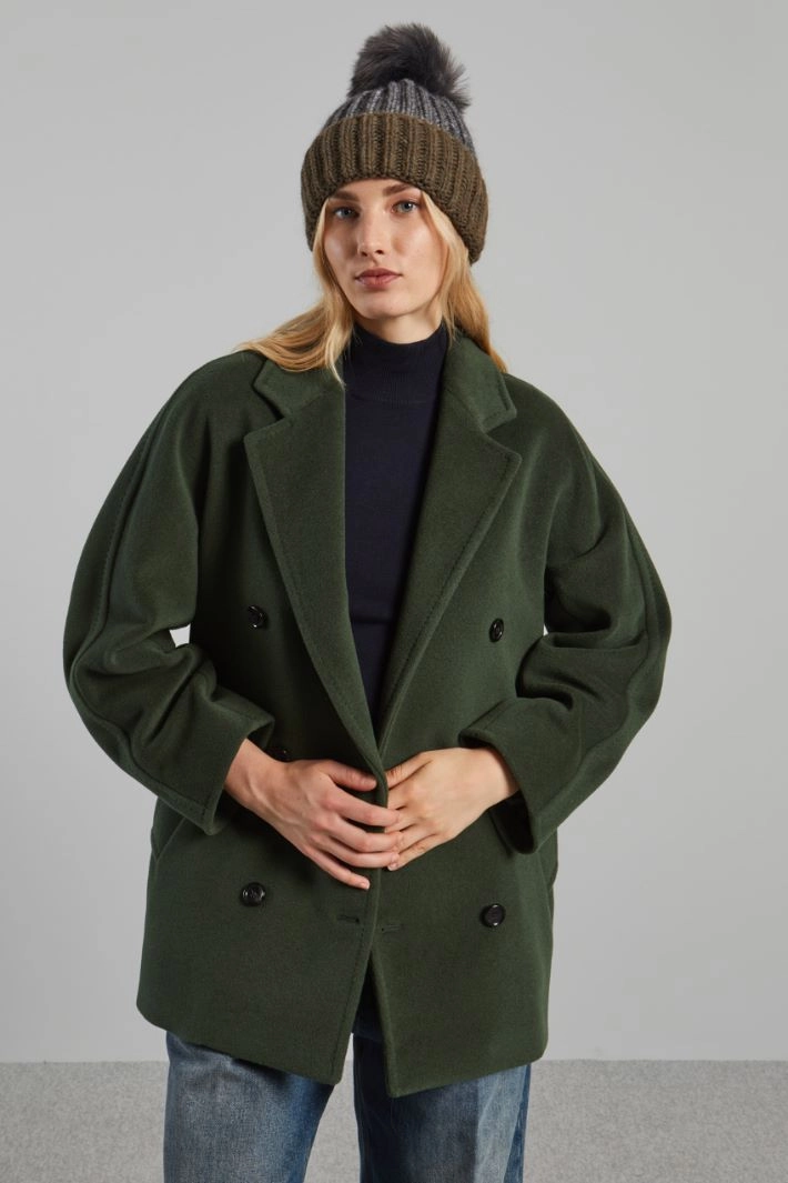 Beanie with pom pom - KHAKI GREEN GREY