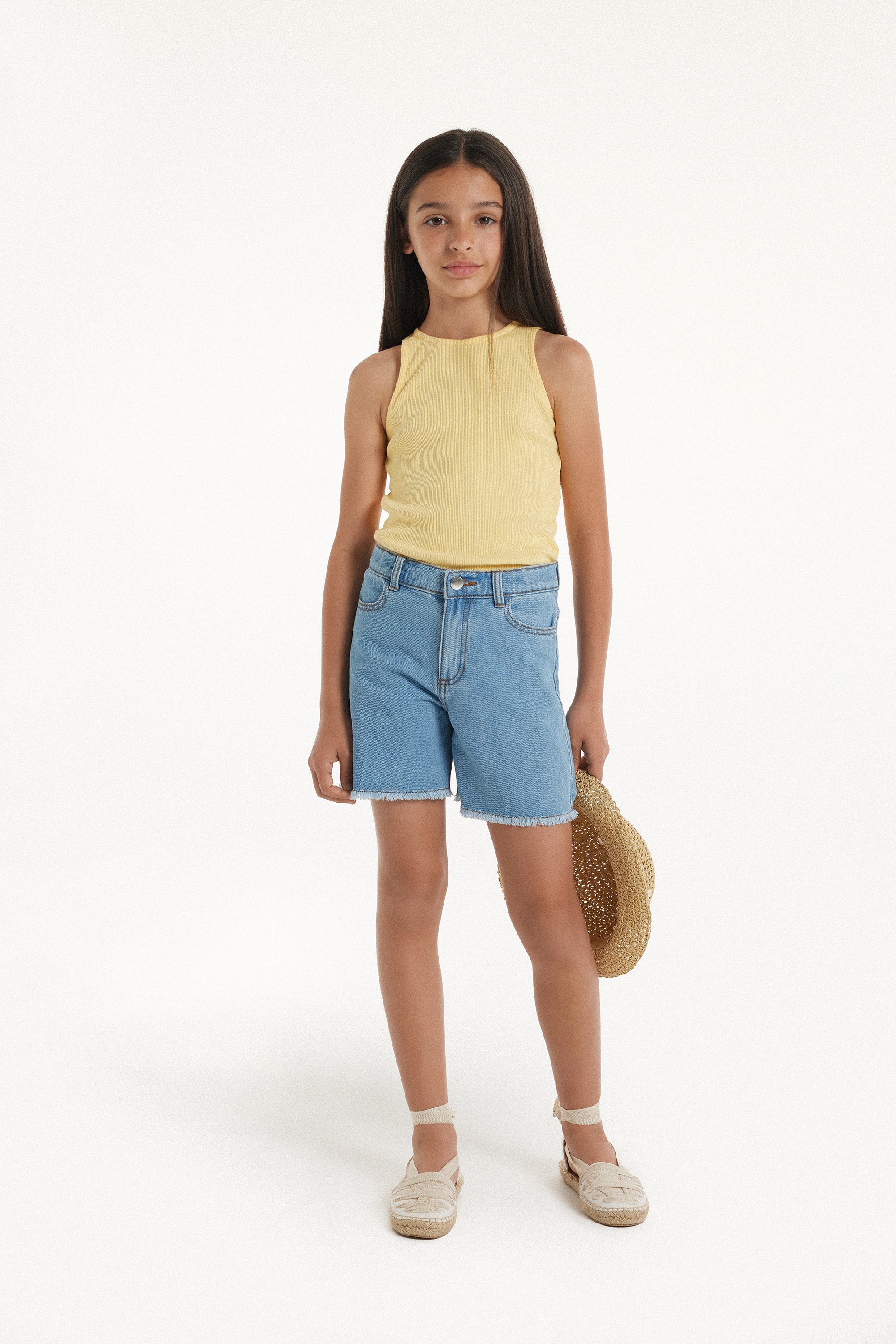 Fringed Denim Shorts