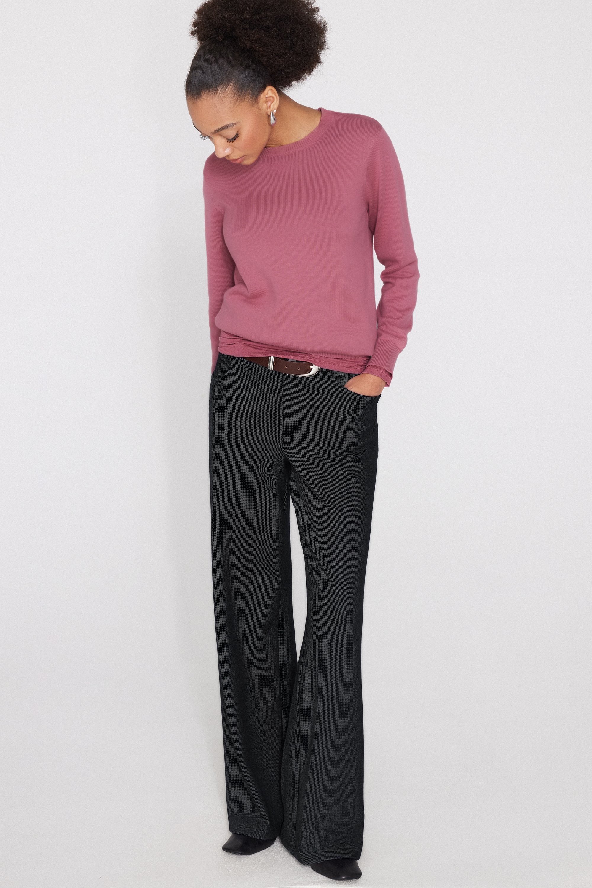 Fully-Fashioned Cotton and Modal Round Neck Jumper