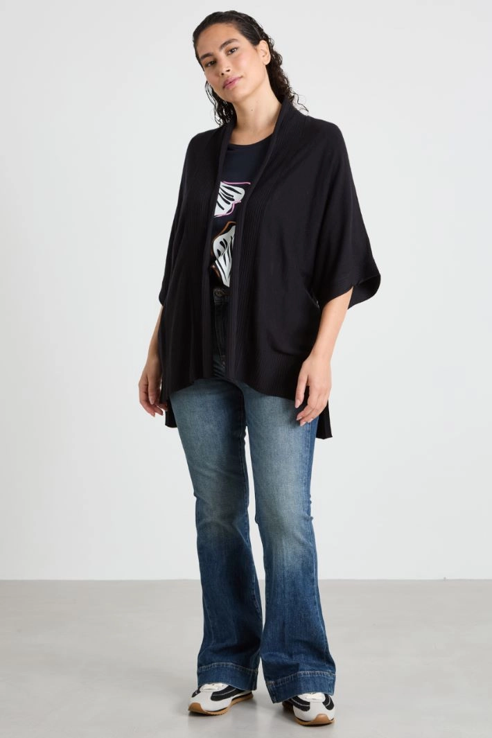 Viscose yarn cardigan - BLACK