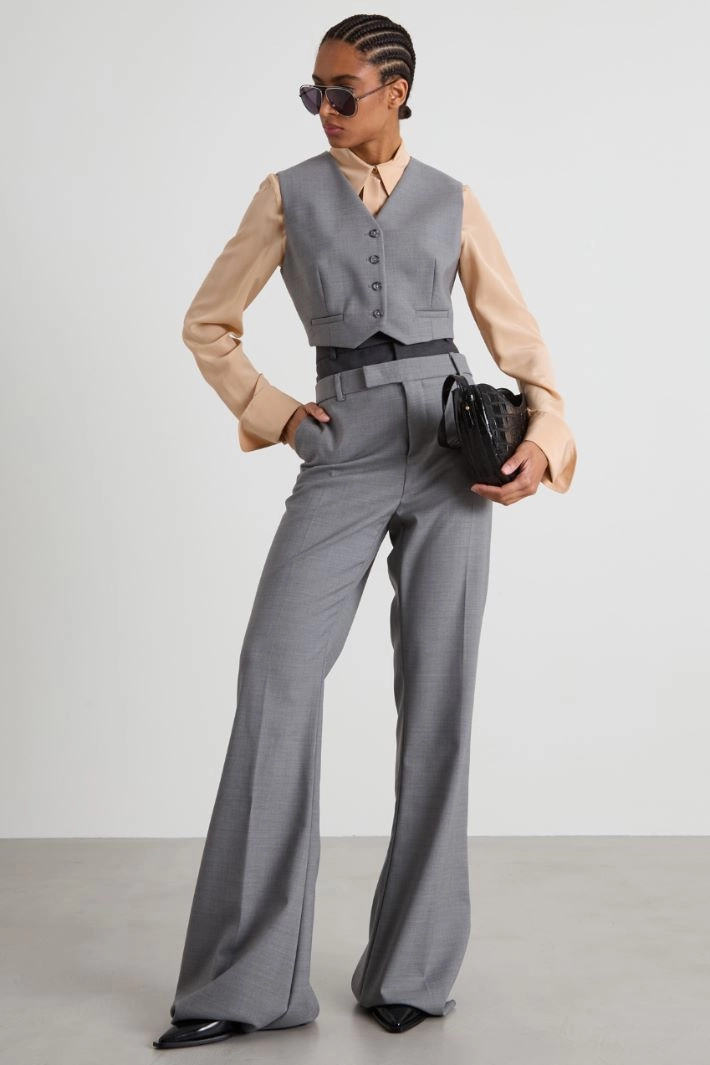 Cropped wool waistcoat - GREY