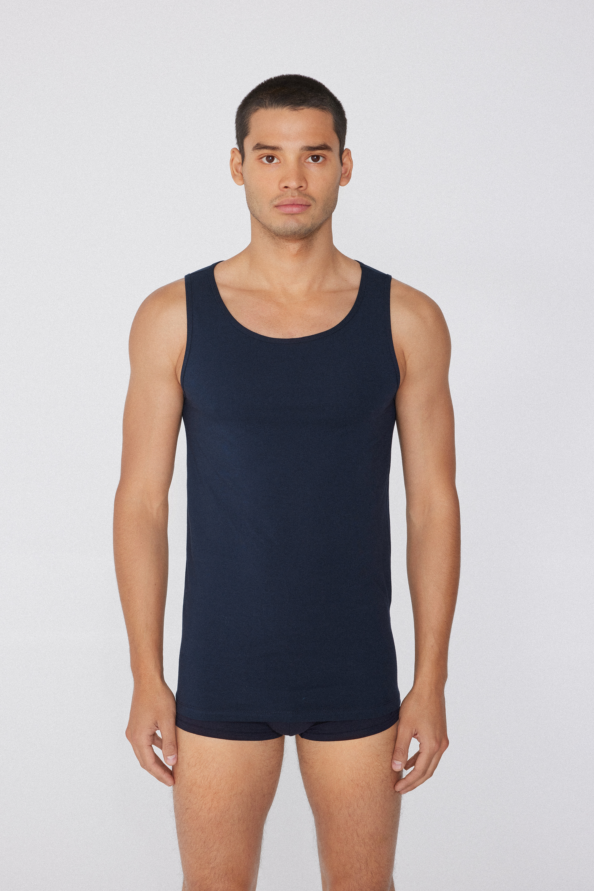 Stretch Cotton Vest with Wide Shoulder Straps