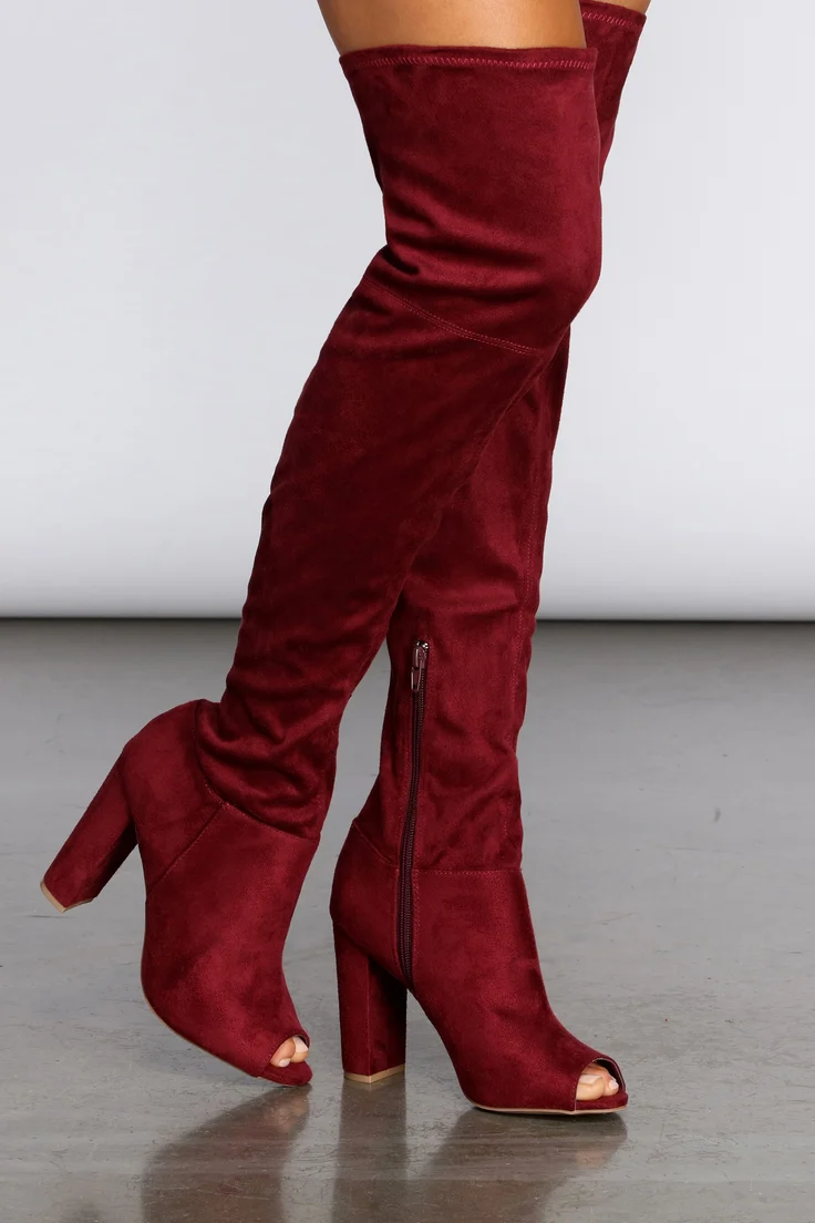Stack Up Peep Toe Boots