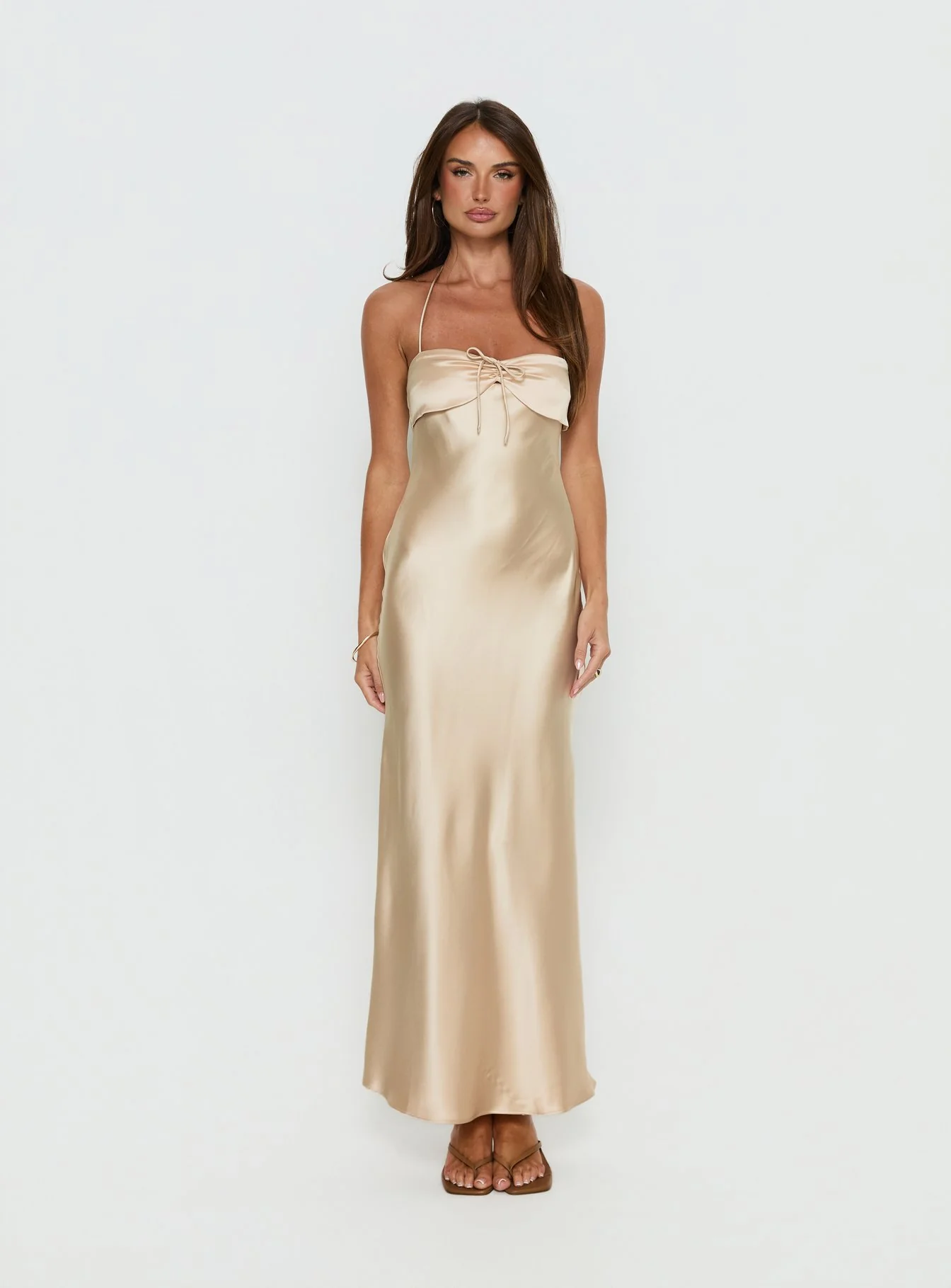 Fireproof Halter Maxi Dress Champagne