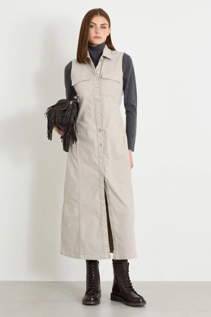 Cotton drill shirt dress - GREY