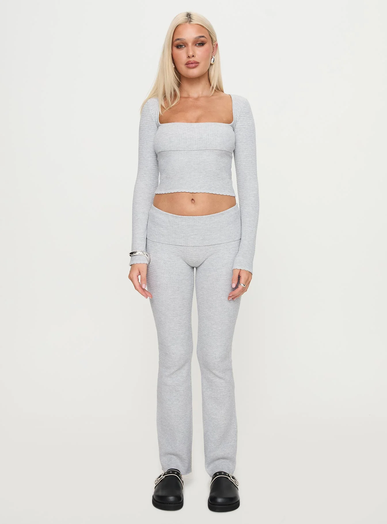 Closed Eyes Long Sleeve Top Grey