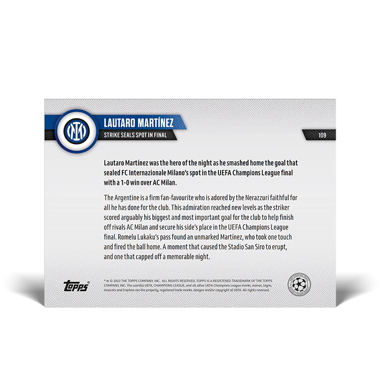 Topps UK - Strike seals spot in final - UCL TOPPS NOW® Card #109