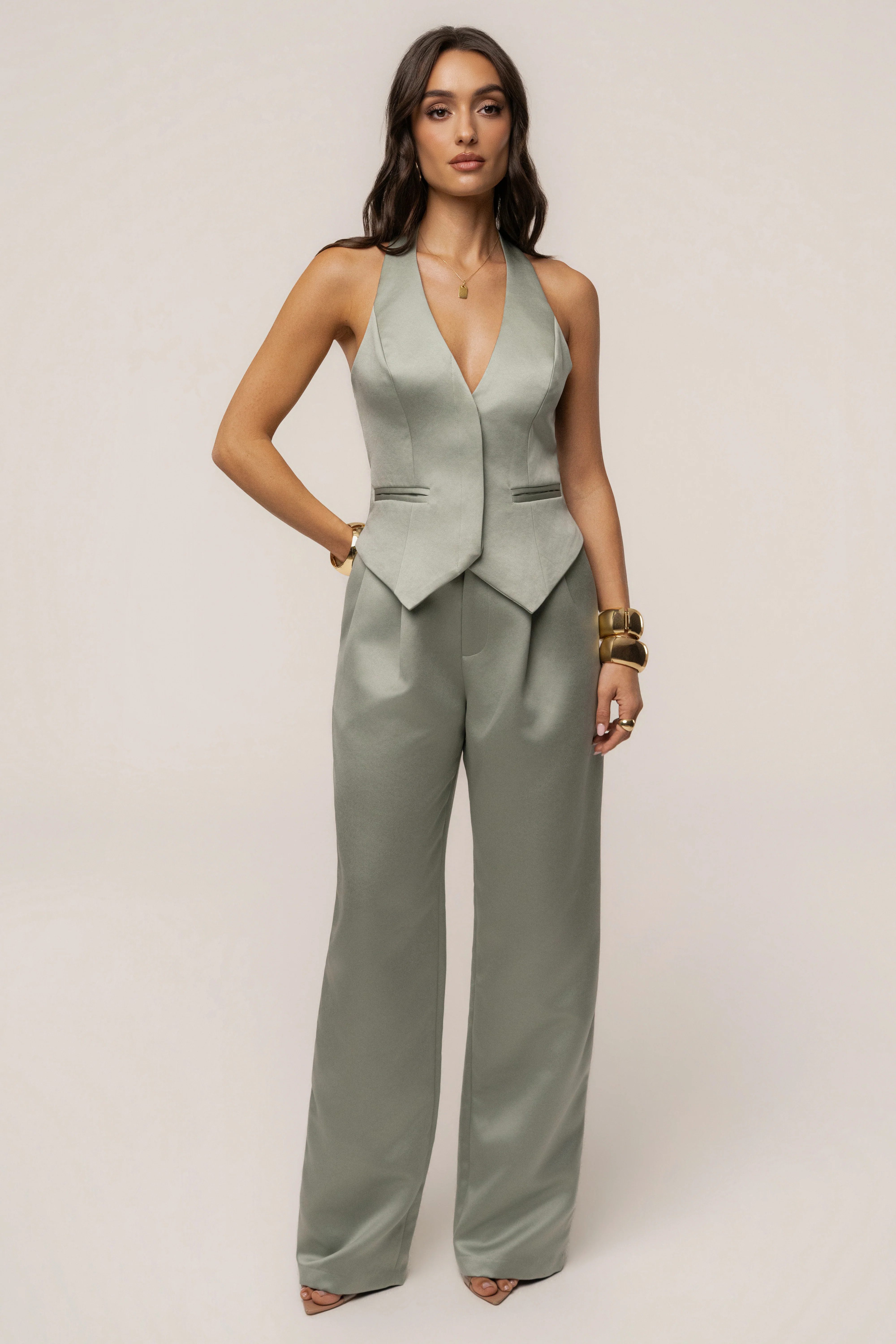 Sage City Nights Satin Vest