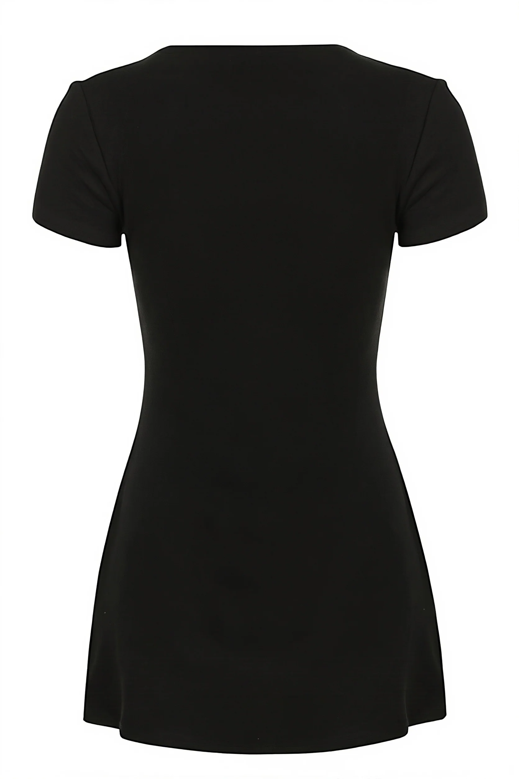 Solid Button Knit V Neck Slim Mini Dress