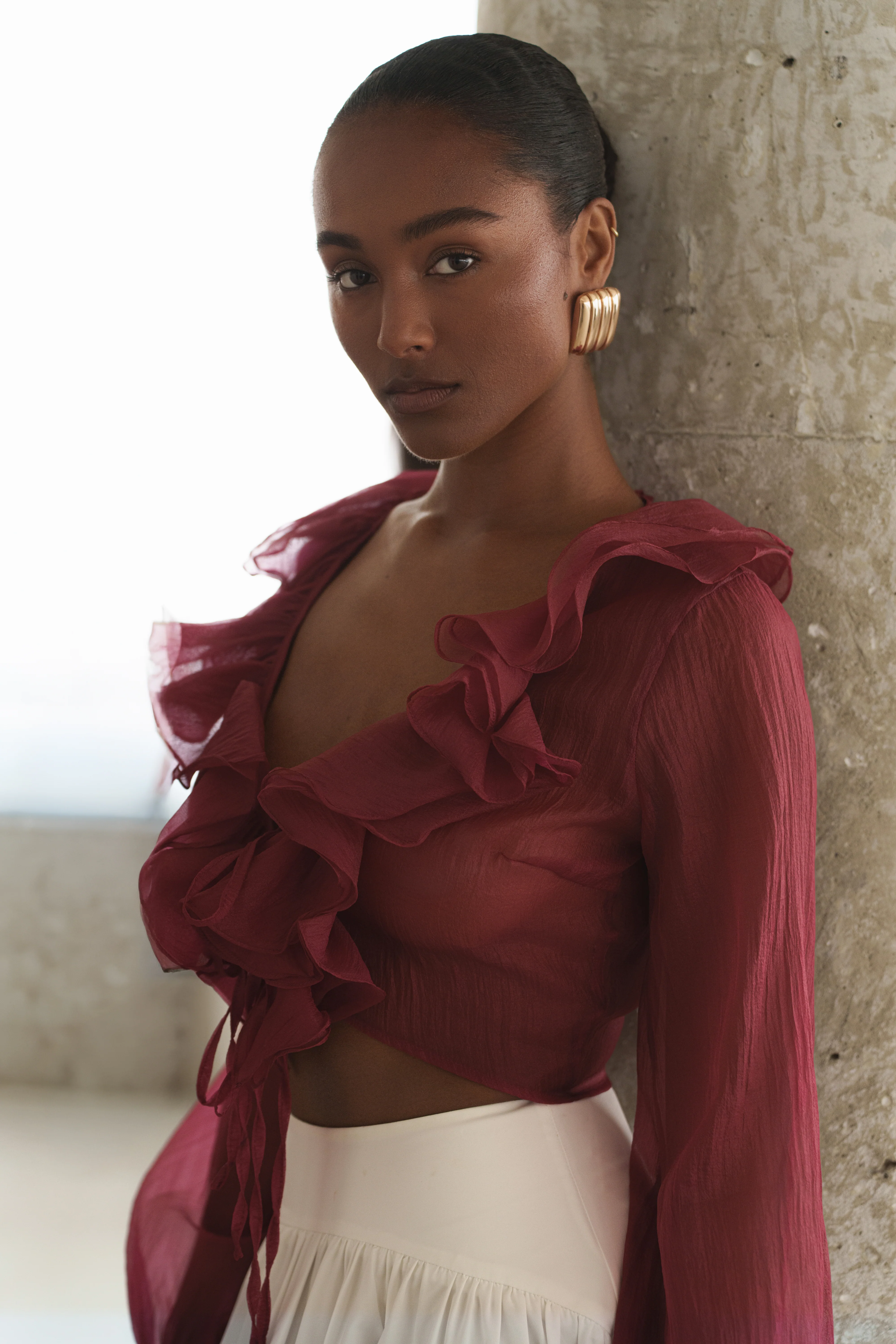 Berry Delilah Ruffled Top