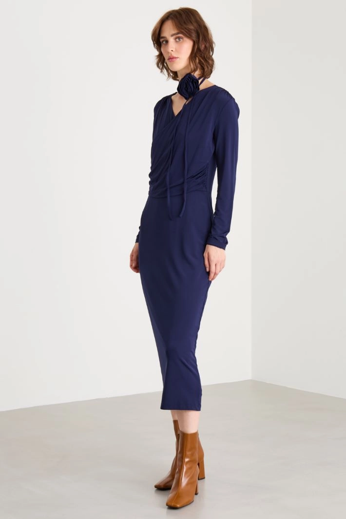 Light jersey midi dress - BLUE