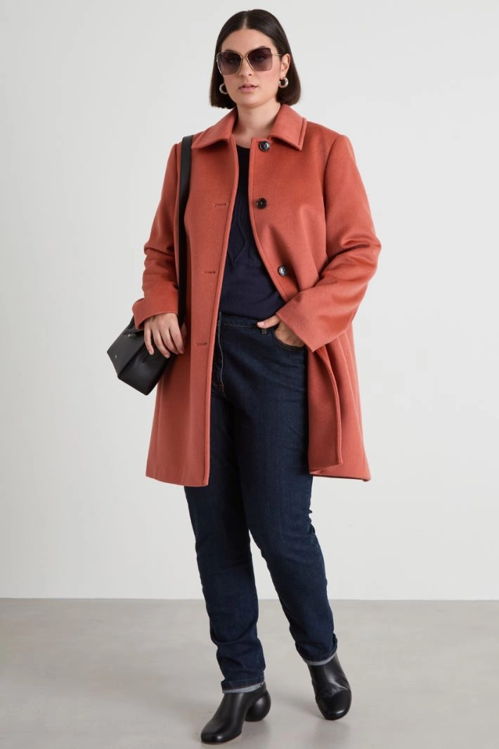 Straight coat in wool drap - ANTIQUE PINK