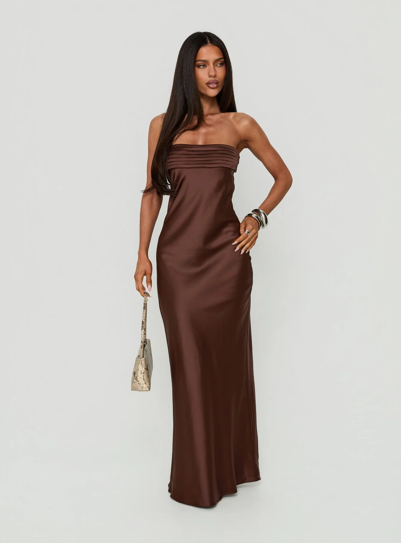 Khalotte Strapless Maxi Dress Brown