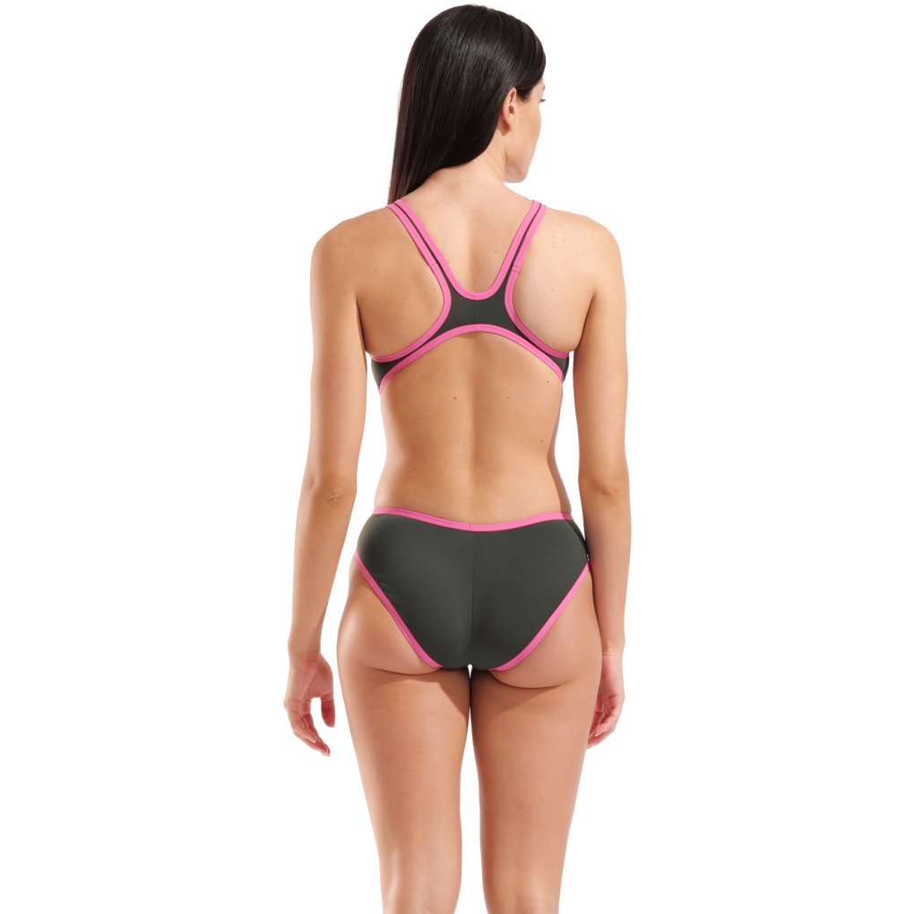 arena One Biglogo Swimsuit Women - Dark Sage/Shocking Pink