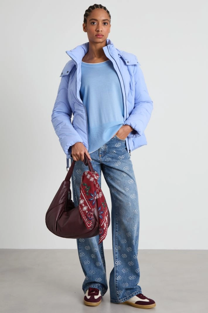 Belted padded jacket - LIGHT BLUE