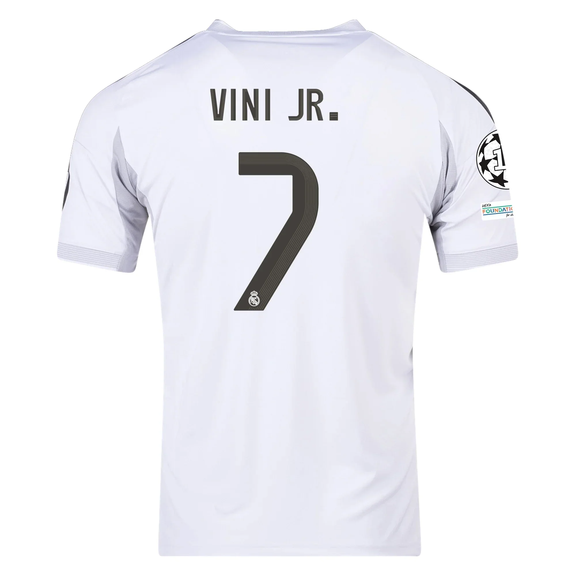 Vini Jr. Real Madrid 25/26 Home Jersey w/ Champions League Patches (White)