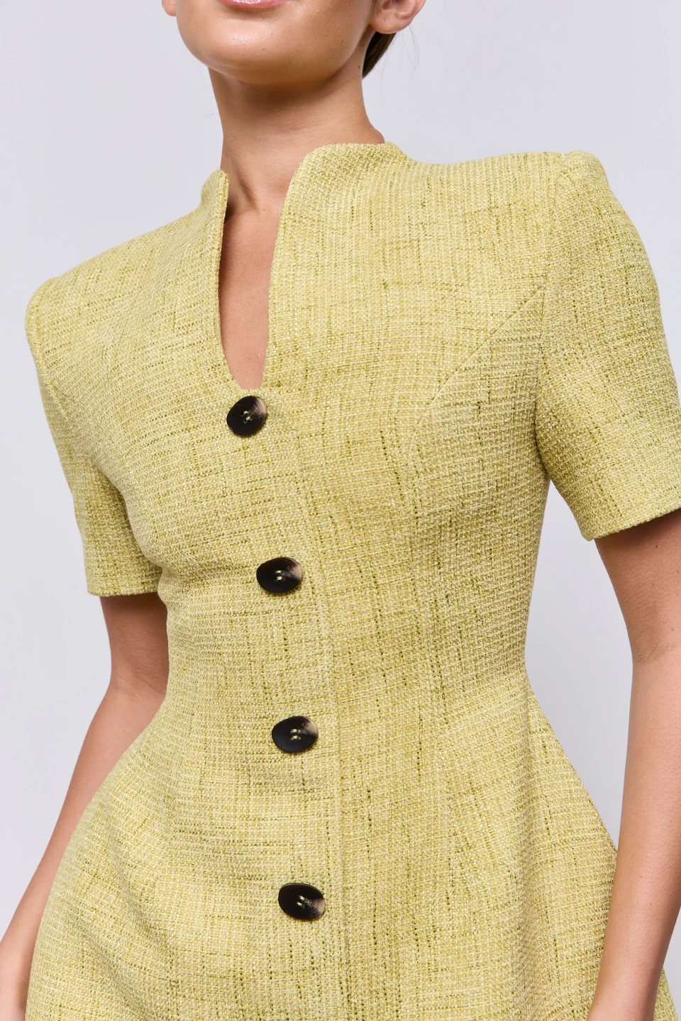 Cotton Mix Bouclé Button Dress