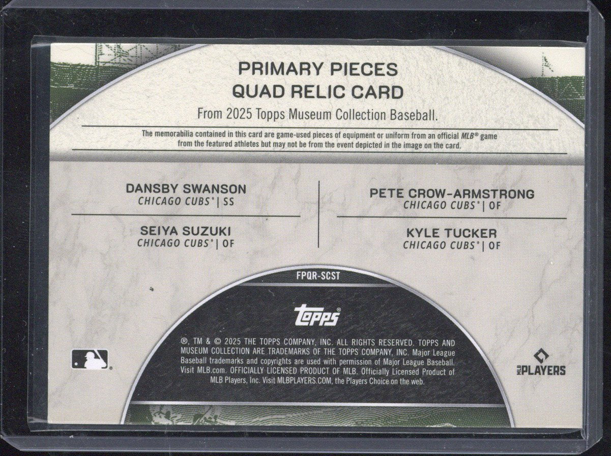 2025 Topps Museum Baseball Suzuki / Swanson / Armstrong / Tucker Quad Relic /75 #FPQR-SCST