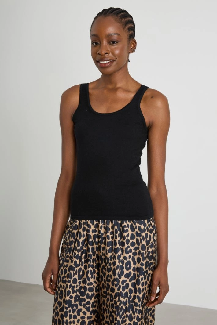 Lightweight cashmere top - BLACK