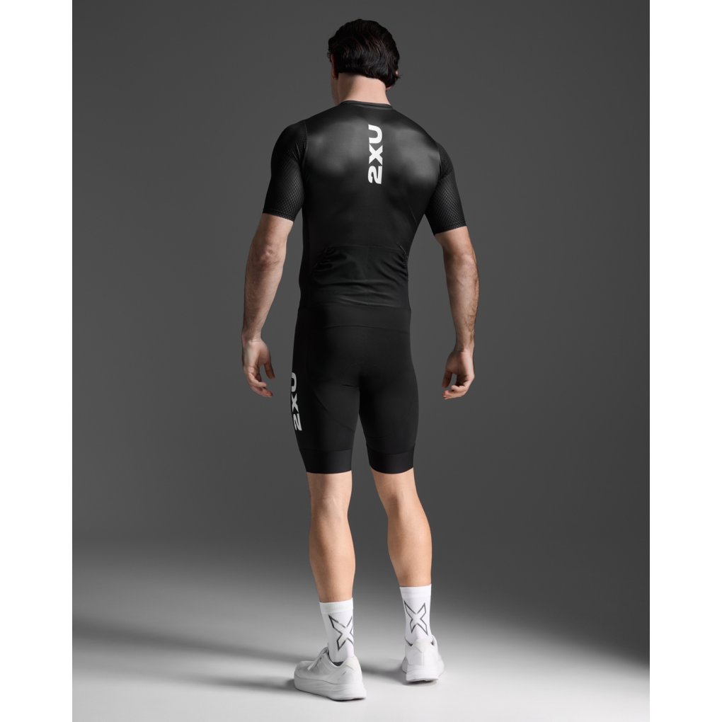 2XU Aero Hex Sleeved Trisuit Men - black/white