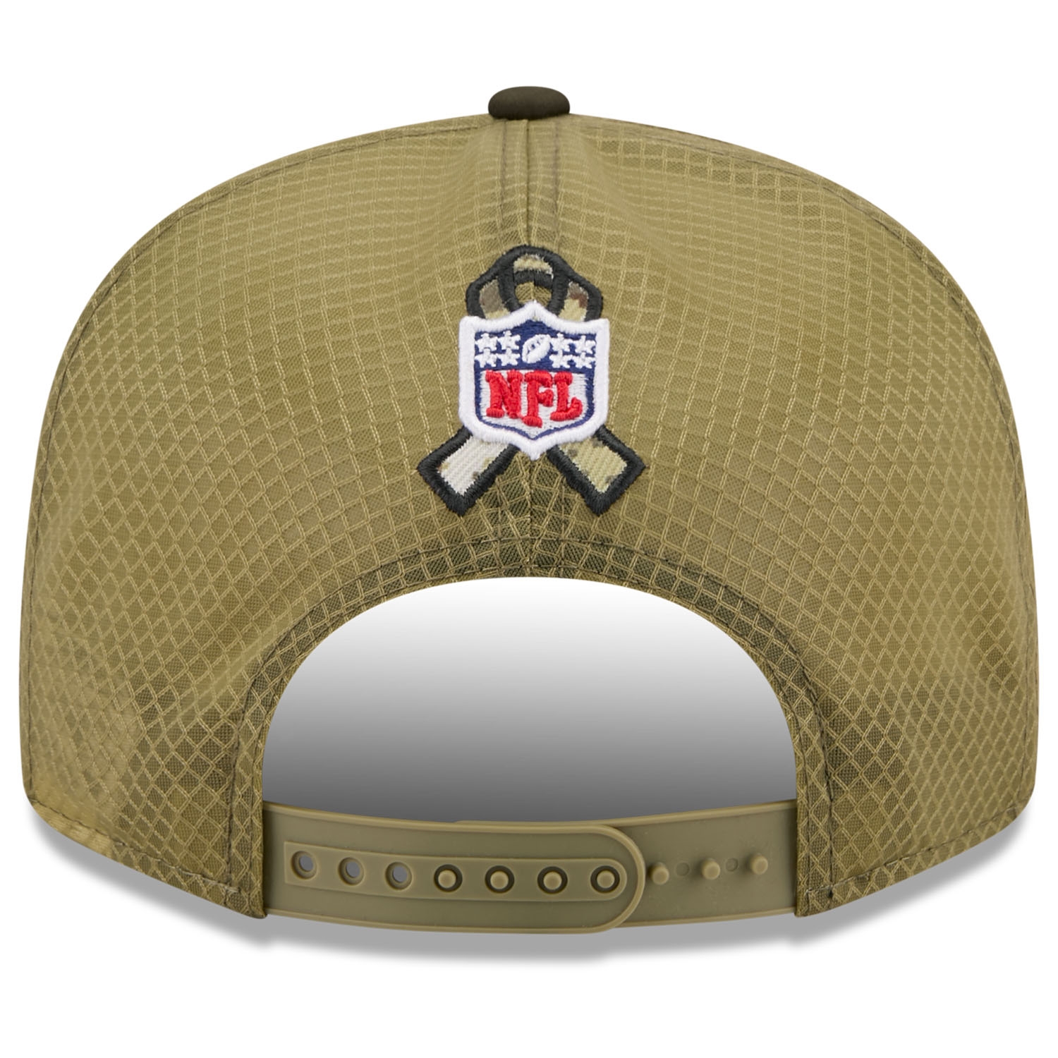 Detroit Lions 2025 NFL Salute to Service 9FIFTY Split Panel Trucker Snapback Cap Olive