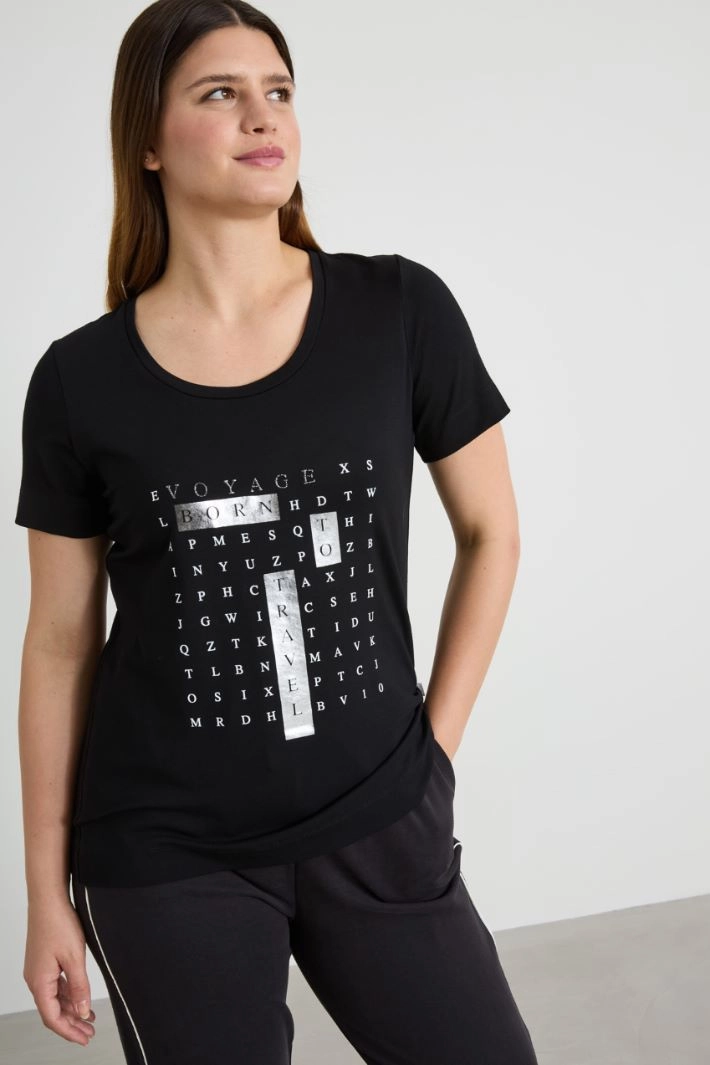 Printed jersey T-shirt - BLACK