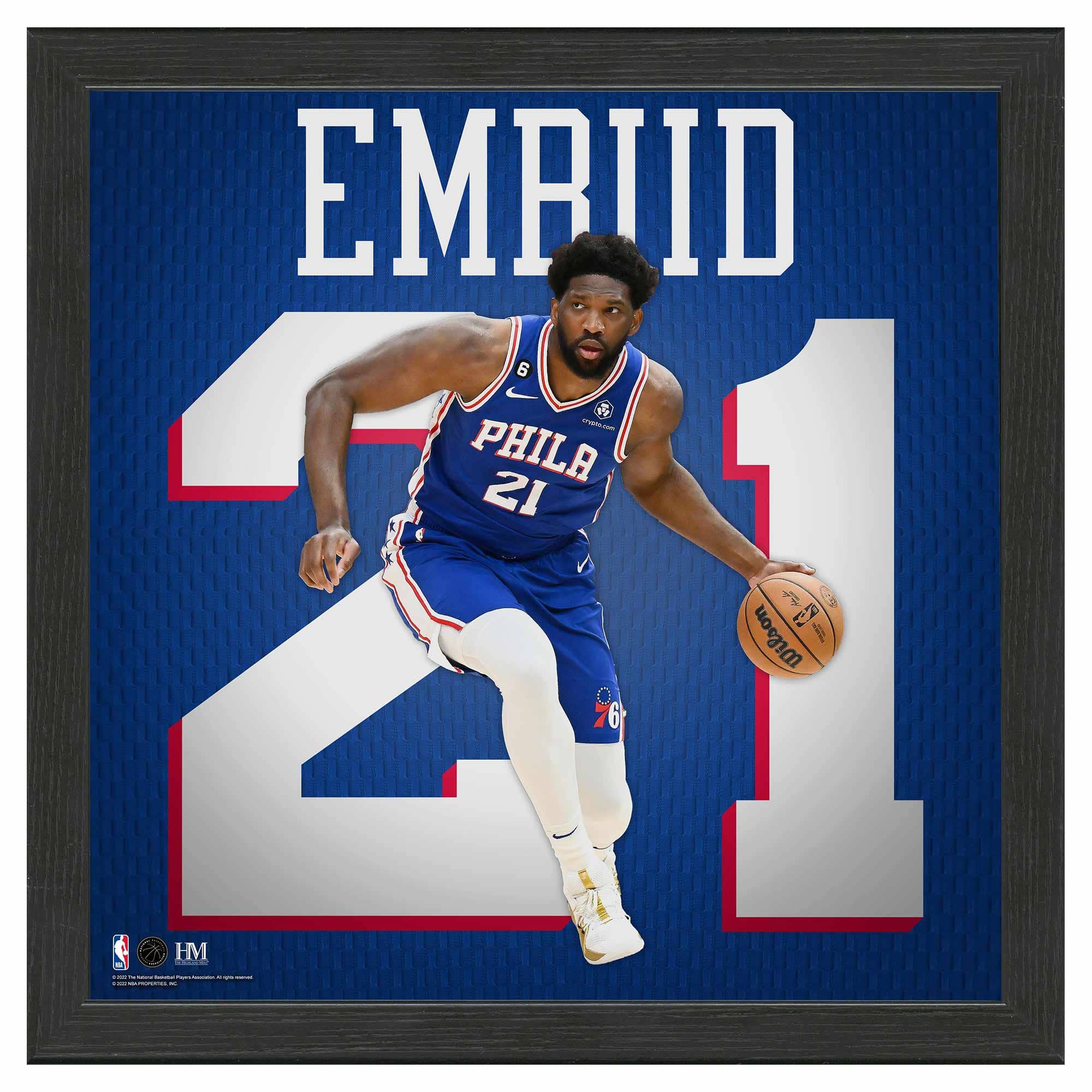 Joel Embiid #21 Philadelphia 76ers Impact Jersey Framed NBA Photo