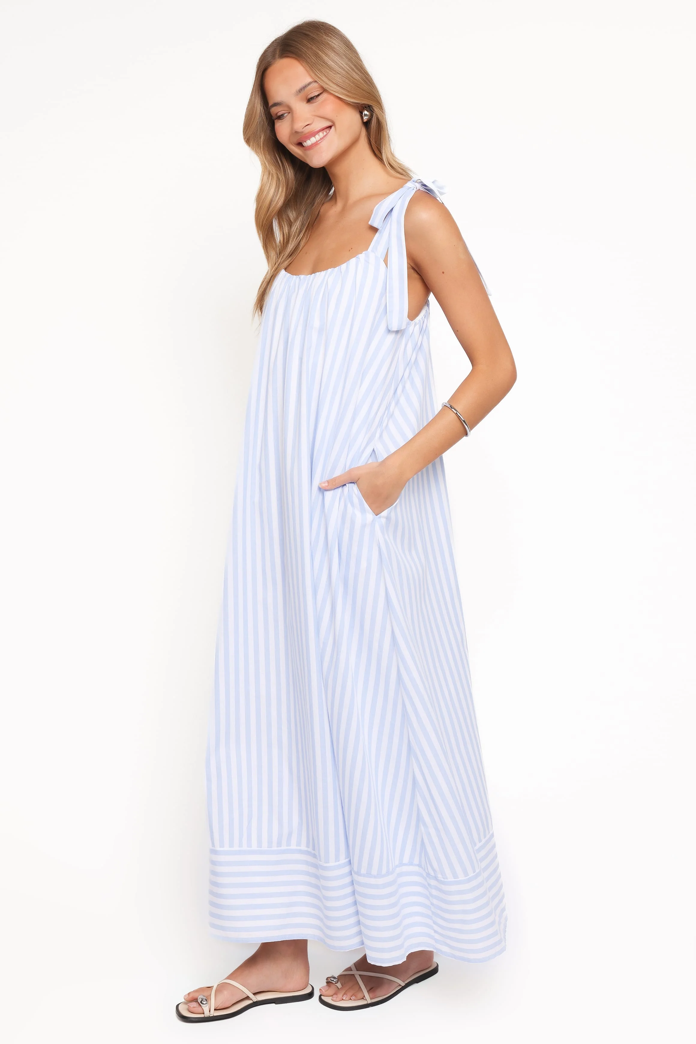 Amber Maxi Dress - Pale Blue Stripe