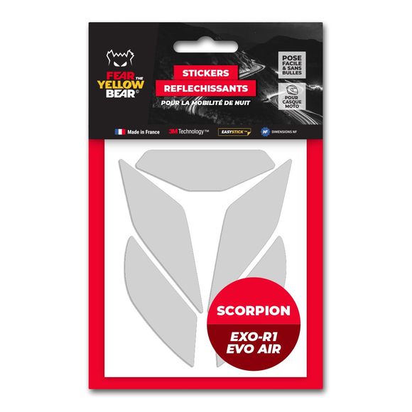 Fear The Yellow Bear REPLICA SCORPION EXO R1 EVO AIR - White Reflective StickersRef: FYB0033